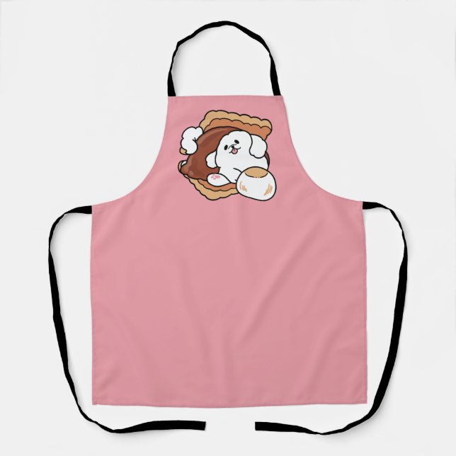Funny Dog and S’more Design – Kawaii Pet Lover Pun Apron (Front)