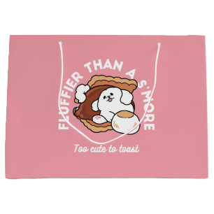 Funny Dog and S’more Design – Kawaii Pet Lover Pun Large Gift Bag