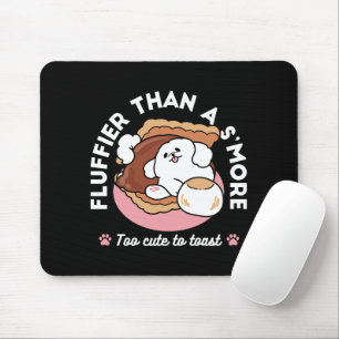 Funny Dog and S’more Design – Kawaii Pet Lover Pun Mouse Mat