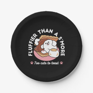 Funny Dog and S’more Design – Kawaii Pet Lover Pun Paper Plate