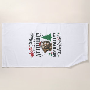 Funny Dog Attitude Christmas Vector Design_1 Beach Towel