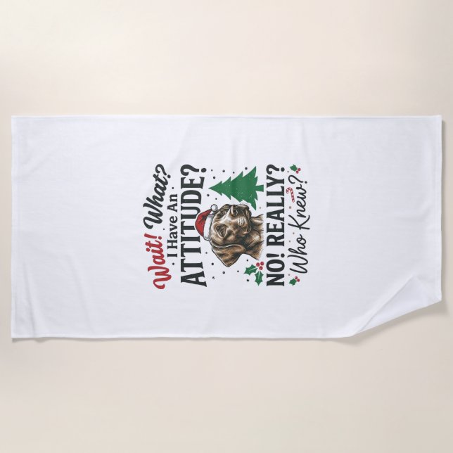 Funny Dog Attitude Christmas Vector Design_1 Beach Towel (Front)
