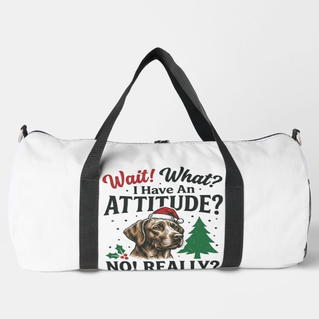 Funny Dog Attitude Christmas Vector Design_1 Duffle Bag (Front)