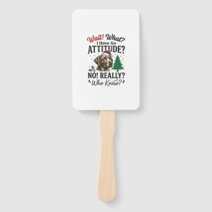 Funny Dog Attitude Christmas Vector Design_1 Hand Fan