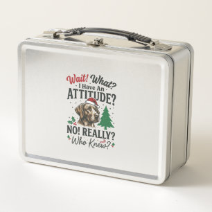 Funny Dog Attitude Christmas Vector Design_1 Metal Lunch Box