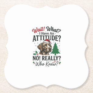 Funny Dog Attitude Christmas Vector Design_1 Paper Coaster