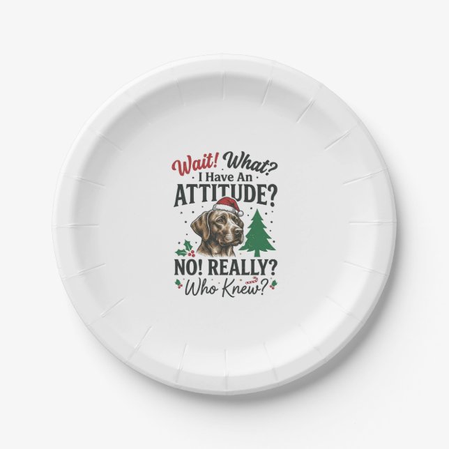 Funny Dog Attitude Christmas Vector Design_1 Paper Plate (Front)