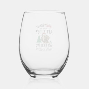 Funny Dog Attitude Christmas Vector Design_1 Stemless Wine Glass