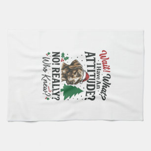 Funny Dog Attitude Christmas Vector Design_1 Tea Towel