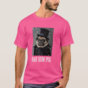 Funny Dog Bah Hum Pug Christmas Pet Holiday Photo  T-Shirt