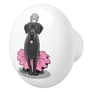Funny Dog Ballet Princess Black Lab Retriever Ceramic Knob