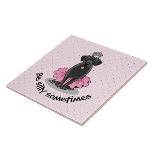 Funny Dog Ballet Princess Black Lab Retriever Tile