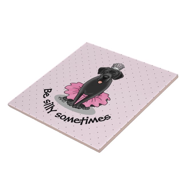 Funny Dog Ballet Princess Black Lab Retriever Tile (Side)