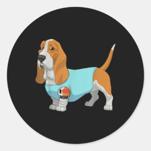 Funny Dog Beagle I Love Mum Tattoo Gift Tee  Classic Round Sticker