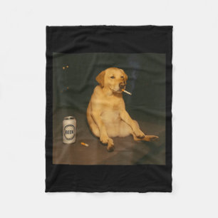 Funny Dog Beer Smoking Meme Sarcastic Dog Lover  Fleece Blanket