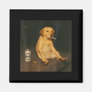 Funny Dog Beer Smoking Meme Sarcastic Dog Lover Magnet
