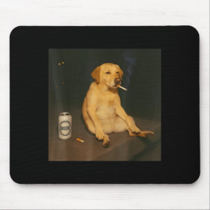 Funny Dog Beer Smoking Meme Sarcastic Dog Lover Mouse Mat