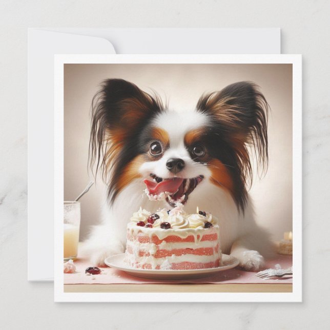 Funny dog birthday card, Papillon birthday  Invitation (Front)