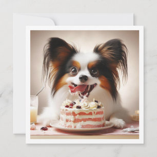 Funny dog birthday card, Papillon birthday  Invitation