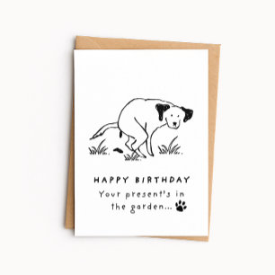 Funny Dog Birthday Card - Present's in the Garden