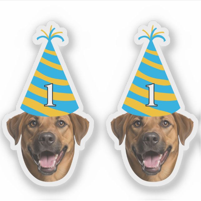 Funny Dog Birthday Sticker – Custom Face & Age (Front)