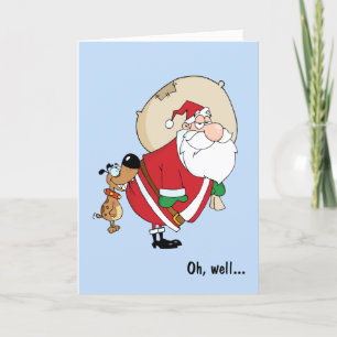 Funny Dog Biting Santa Christmas Card