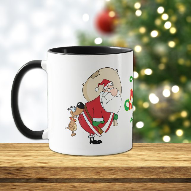 Funny Dog Biting Santa Christmas Mug (Creator Uploaded)