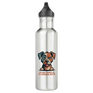 Funny Dog Butler Quote Illustration 710 Ml Water Bottle