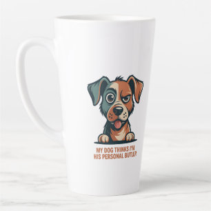 Funny Dog Butler Quote Illustration Latte Mug