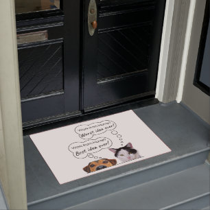 Funny Dog & Cat Humour: Work from Home? Best Idea Doormat