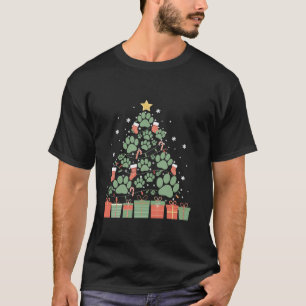 Funny Dog Cat Paws Christmas Tree Xmas Lights Pet T-Shirt