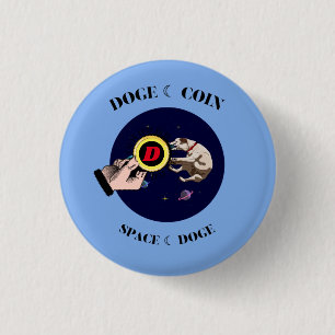 Funny Dog catches dogecoin in space 3 Cm Round Badge