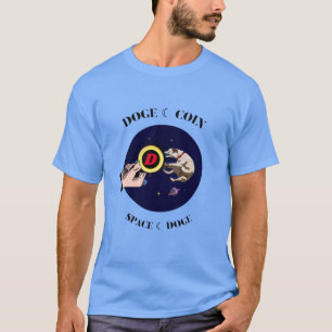 Funny Dog catches dogecoin in space T-Shirt