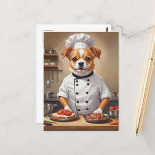 Funny Dog Chef Cooking Food Cute Pet  Postcard