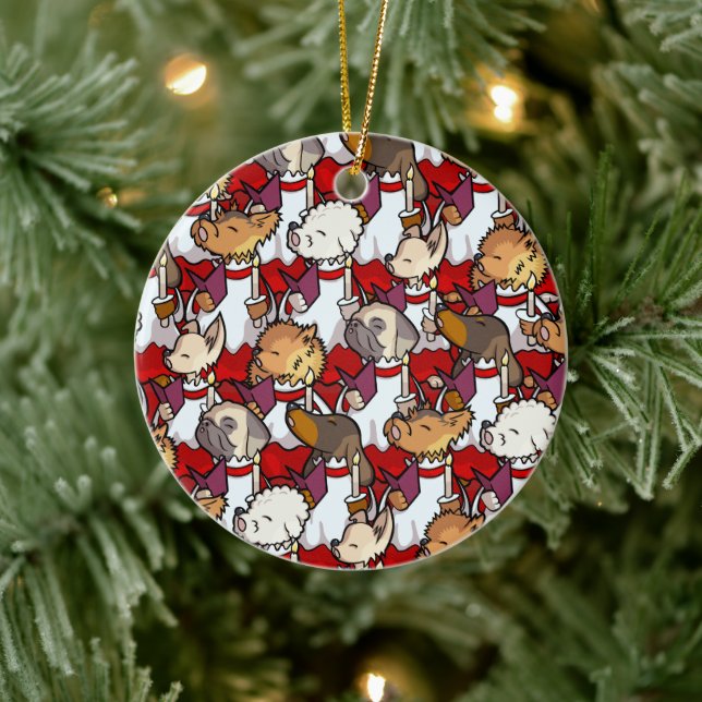 Funny Dog Choir Christmas Carol Singers Cartoon Ceramic Tree Decoration (Tree)