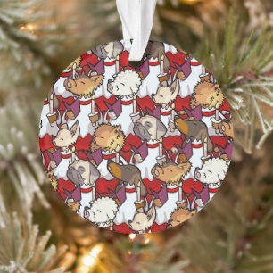 Funny Dog Choir Ding Dog Xmas Carol Pun Cartoon Ornament