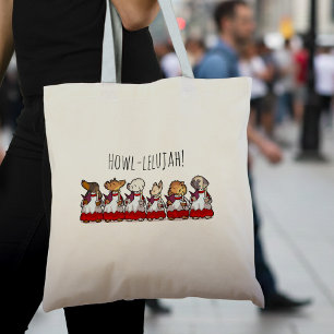 Funny Dog Choir Howllelujah Choirboys Pug Cartoon Tote Bag