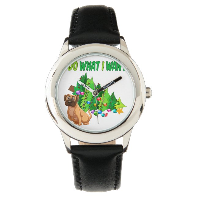Funny Dog Christmas Boxer Dog I Do What I Want Watch (Front)