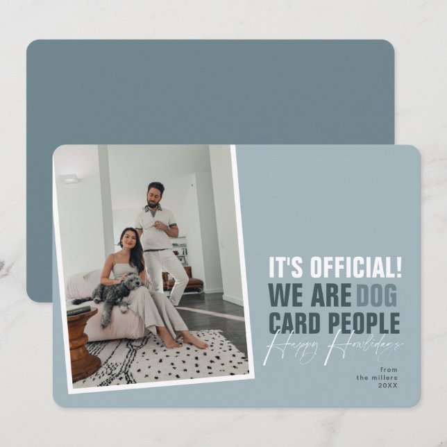 Funny Dog Christmas Card Blue Happy Howlidays (Front/Back)