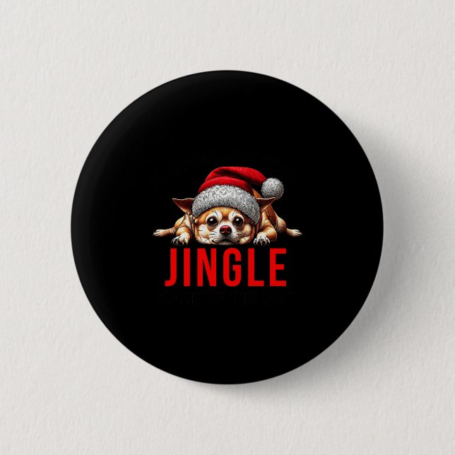 Funny Dog Christmas Chihuahua Premium Tri-blend  6 Cm Round Badge (Front)