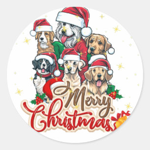 Funny Dog Christmas, Classic Round Sticker