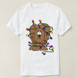 Funny Dog Christmas Humour Tangled Holidays Lights T-Shirt