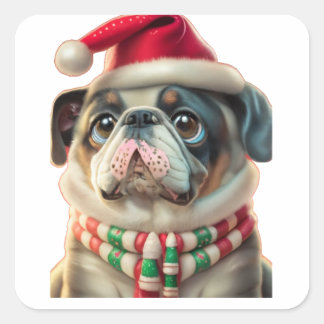Funny Dog Christmas, Square Sticker