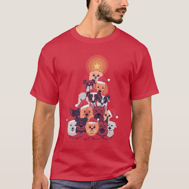 Funny DOG Christmas Tree - Adoption Rescue Foster T-Shirt (Front)