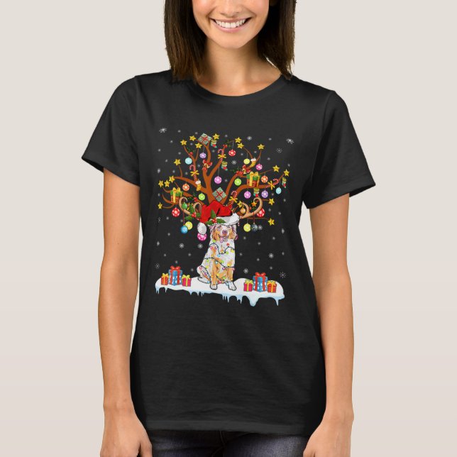 Funny dog Christmas Tree T-Shirt (Front)