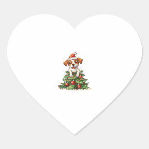 Funny Dog climbing on Christmas Tree Costume Heart Sticker