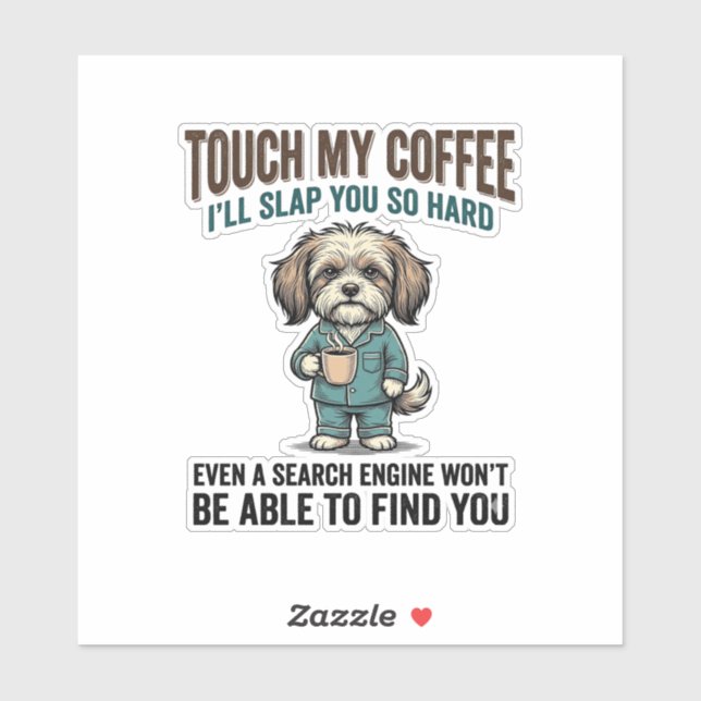 Funny Dog Coffee Warning Vintage Engraving Design_ (Sheet)