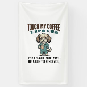 Funny Dog Coffee Warning Vintage Engraving Design_ Banner