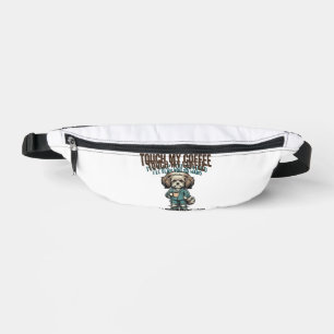 Funny Dog Coffee Warning Vintage Engraving Design_ Bum Bags