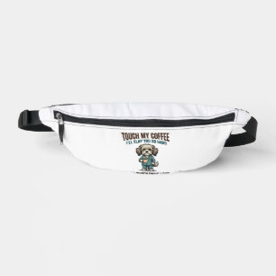 Funny Dog Coffee Warning Vintage Engraving Design_ Bum Bags